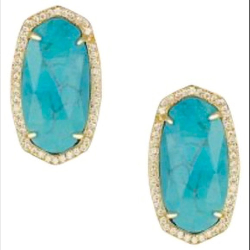 Kendra Scott Turquoise Magnesite Pave Stud Luxe